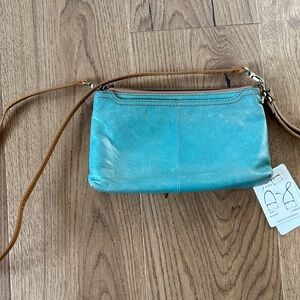 HOBO Darcy Turquoise Leather Wristlet/Crossbody Bag